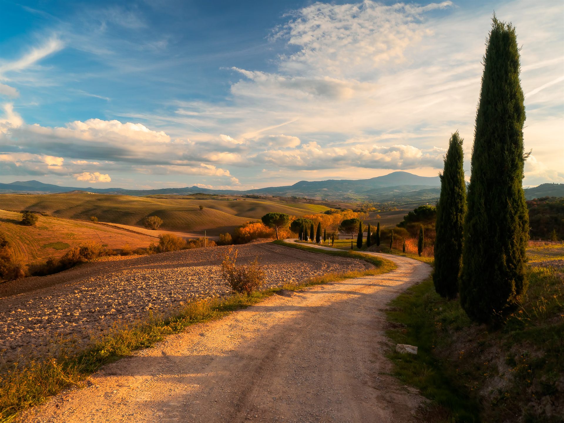 Colinas de la Toscana al amanecer